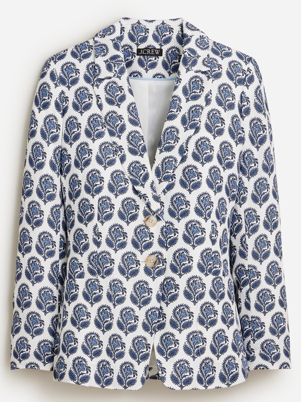 Helena Blazer In Bouquet Block Print Chelsea Linen-cupro Blend Size 20